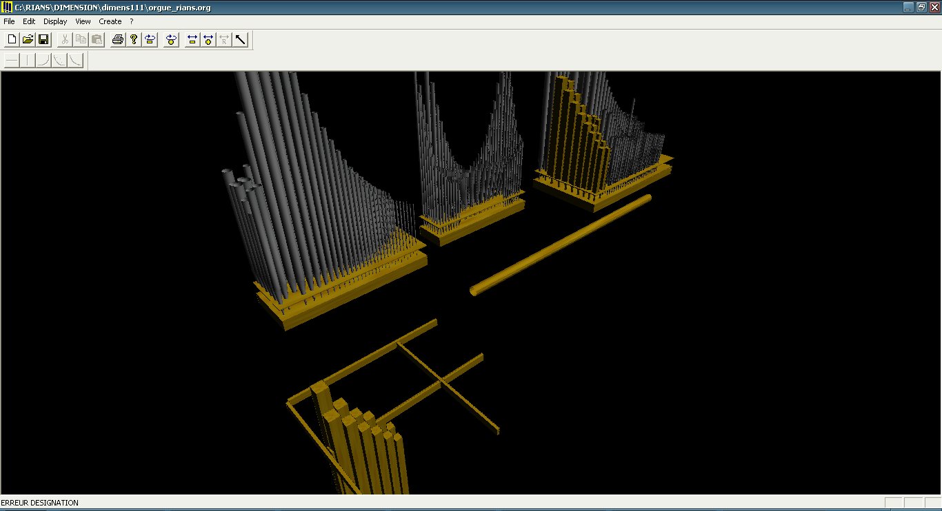 orgue avec parties de charpentes en 3D